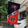 Buccaneers vs Bengals House Divided Flag, NFL House Divided Flag, NFL House Divided Flag