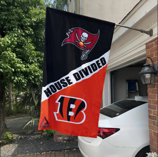Buccaneers vs Bengals House Divided Flag, NFL House Divided Flag