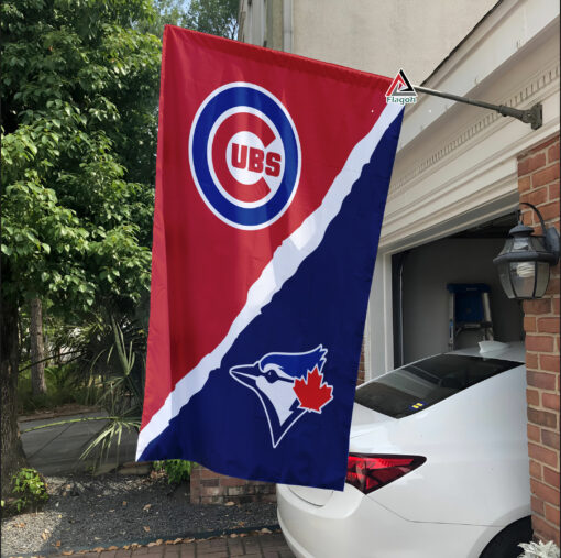 Cubs vs Blue Jays House Divided Flag, MLB House Divided Flag