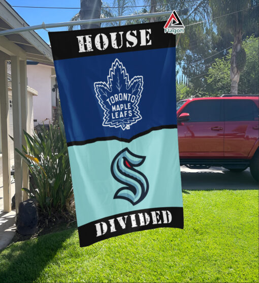 Kraken vs Maple Leafs House Divided Flag, NHL House Divided Flag
