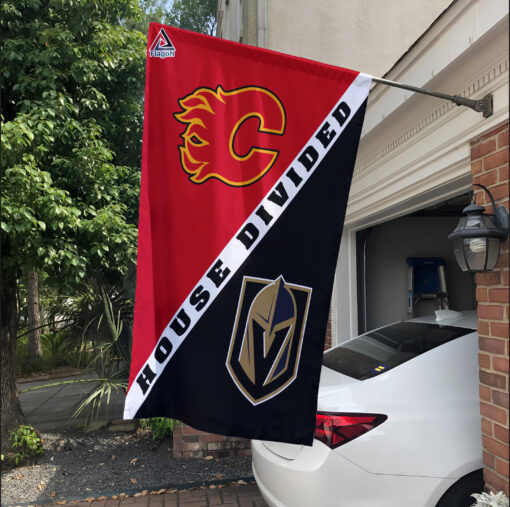 Flames vs Golden Knights House Divided Flag, NHL House Divided Flag