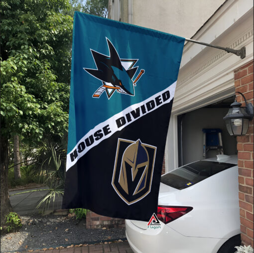 Sharks vs Golden Knights House Divided Flag, NHL House Divided Flag