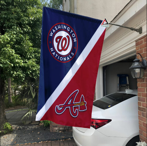 Nationals vs Braves House Divided Flag, MLB House Divided Flag