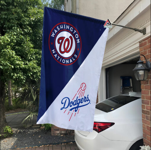 Nationals vs Dodgers House Divided Flag, MLB House Divided Flag