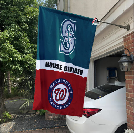 Mariners vs Nationals House Divided Flag, MLB House Divided Flag
