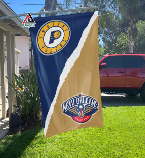 Pacers vs Pelicans House Divided Flag, NBA House Divided Flag