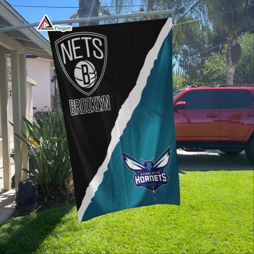 Nets vs Hornets House Divided Flag, NBA House Divided Flag