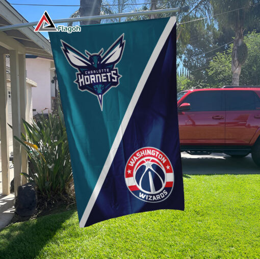 Hornets vs Wizards House Divided Flag, NBA House Divided Flag