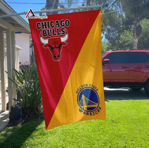 Bulls vs Warriors House Divided Flag, NBA House Divided Flag