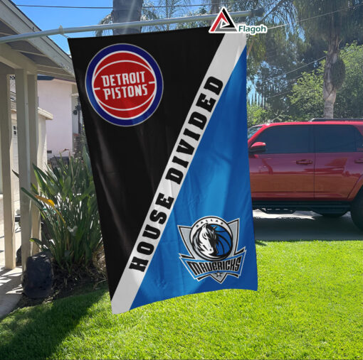 Pistons vs Mavericks House Divided Flag, NBA House Divided Flag