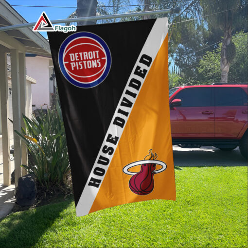 Pistons vs Heat House Divided Flag, NBA House Divided Flag