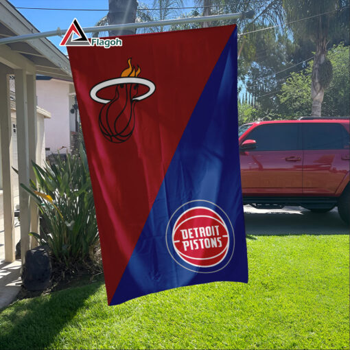 Heat vs Pistons House Divided Flag, NBA House Divided Flag