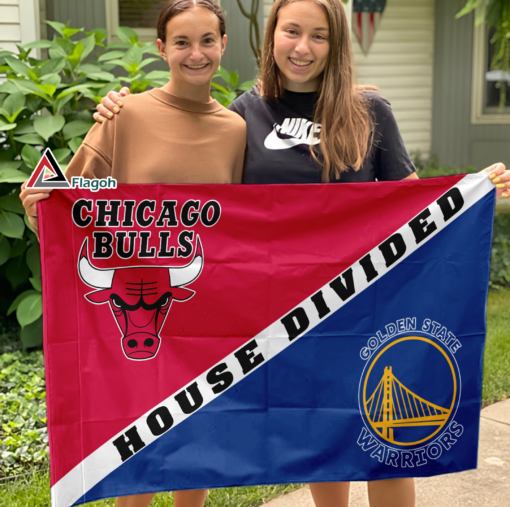 Bulls vs Warriors House Divided Flag, NBA House Divided Flag