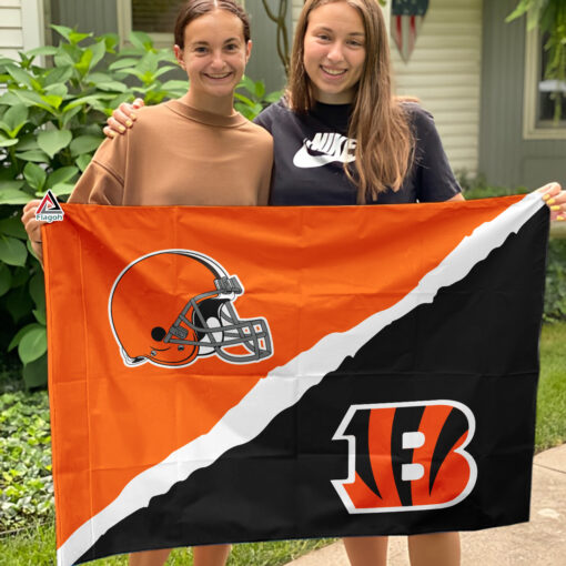 Browns vs Bengals House Divided Flag, NFL House Divided Flag