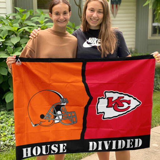 Browns vs Chiefs House Divided Flag, NFL House Divided Flag