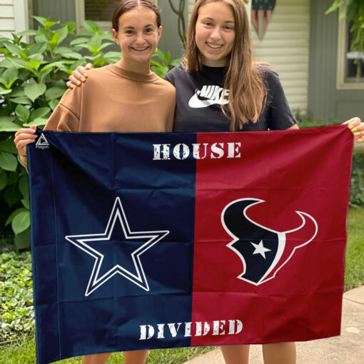 Cowboys vs Texans House Divided Flag, NFL House Divided Flag