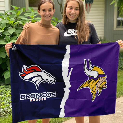 Broncos vs Vikings House Divided Flag, NFL House Divided Flag