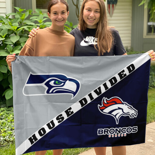 Seahawks vs Broncos House Divided Flag, NFL House Divided Flag