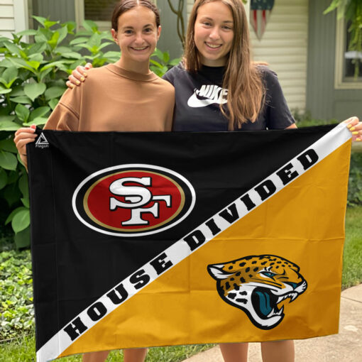 49ers vs Jaguars House Divided Flag, NFL House Divided Flag