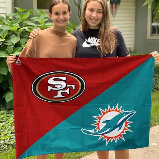 49ers vs Dolphins House Divided Flag, NFL House Divided Flag