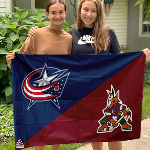 Blue Jackets vs Coyotes House Divided Flag, NHL House Divided Flag