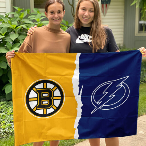 Bruins vs Lightning House Divided Flag, NHL House Divided Flag