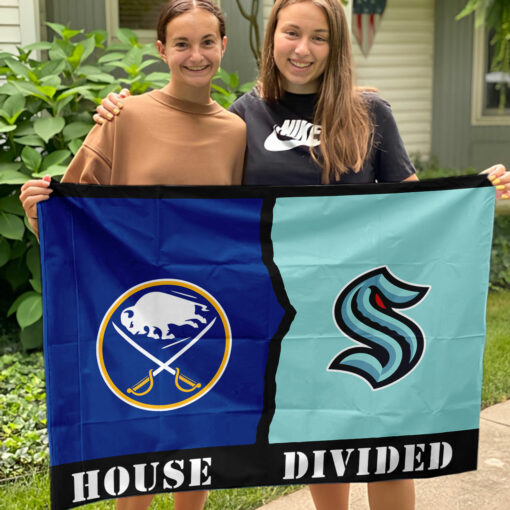 Sabres vs Kraken House Divided Flag, NHL House Divided Flag