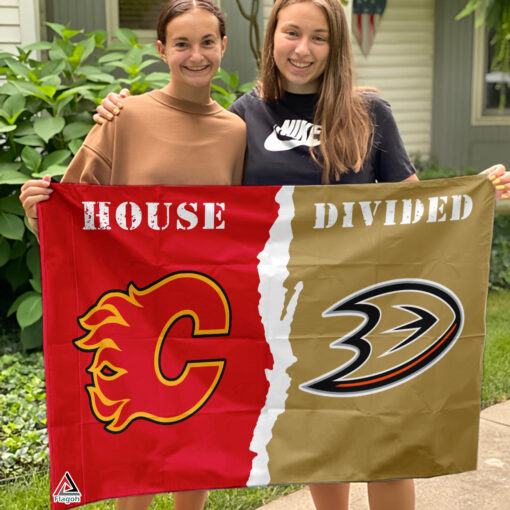 Flames vs Ducks House Divided Flag, NHL House Divided Flag