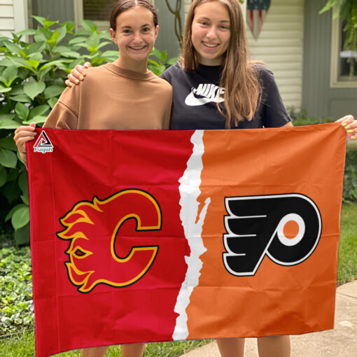 Flames vs Flyers House Divided Flag, NHL House Divided Flag