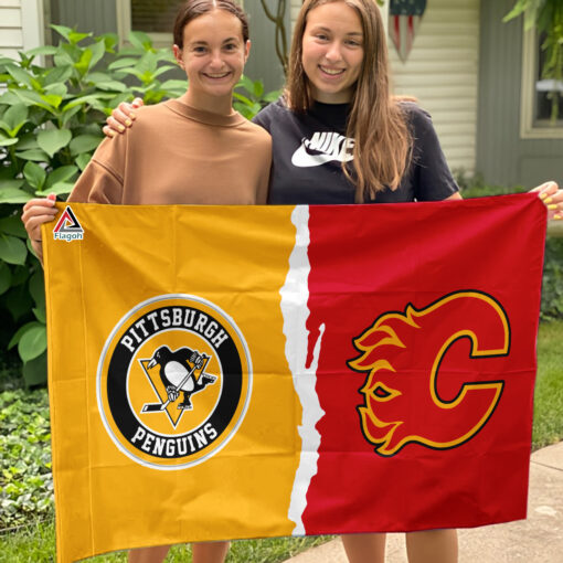 Penguins vs Flames House Divided Flag, NHL House Divided Flag