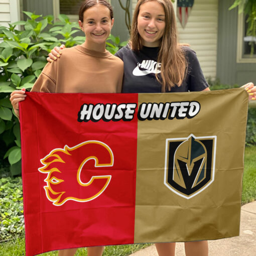 Flames vs Golden Knights House Divided Flag, NHL House Divided Flag