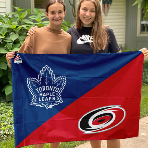 Maple Leafs vs Hurricanes House Divided Flag, NHL House Divided Flag