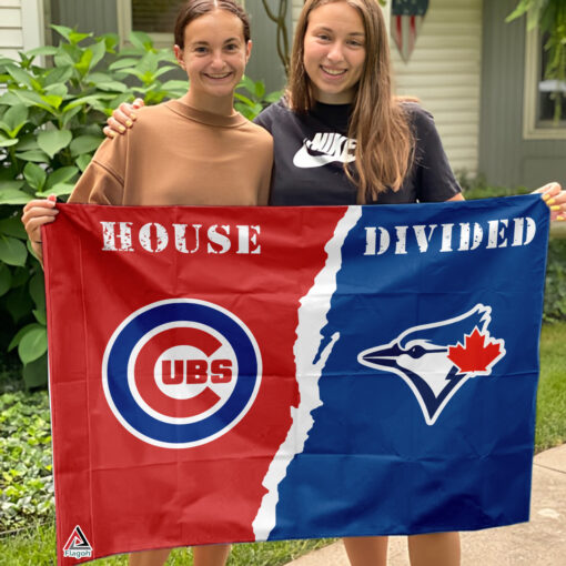 Cubs vs Blue Jays House Divided Flag, MLB House Divided Flag