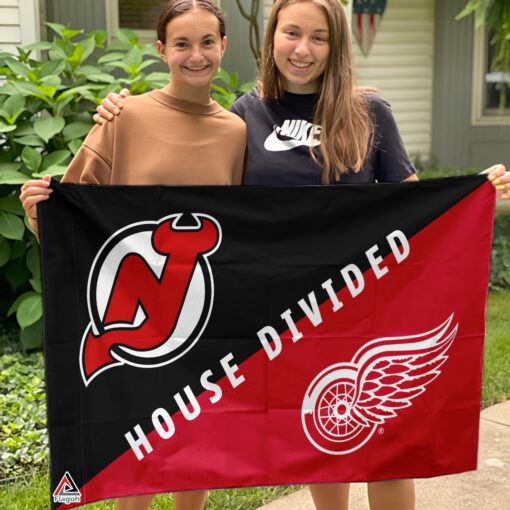 Devils vs Red Wings House Divided Flag, NHL House Divided Flag