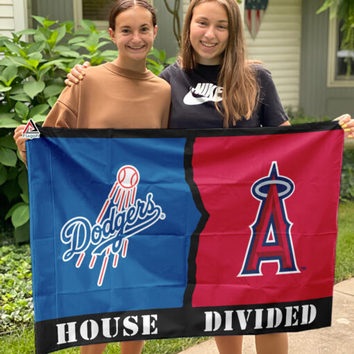 Dodgers vs Angels House Divided Flag, MLB House Divided Flag