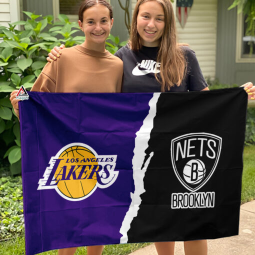 Lakers vs Nets House Divided Flag, NBA House Divided Flag