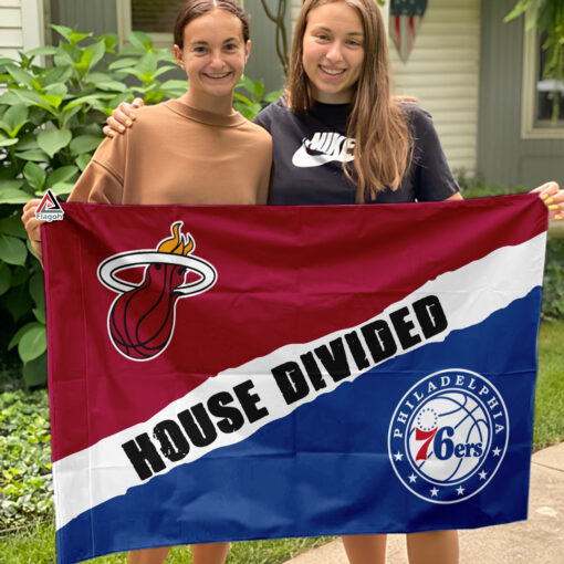 Heat vs 76ers House Divided Flag, NBA House Divided Flag