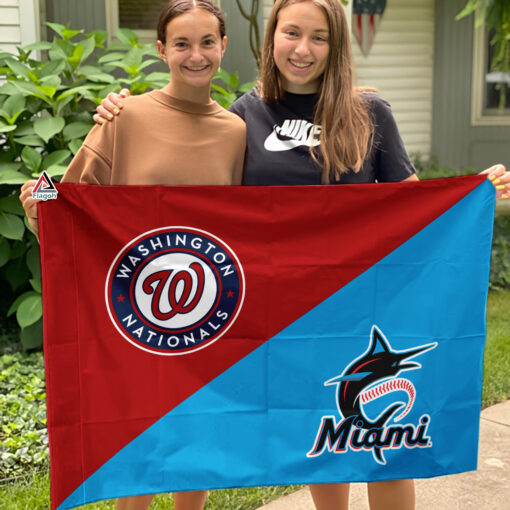 Nationals vs Marlins House Divided Flag, MLB House Divided Flag
