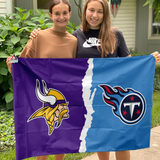 Vikings vs Titans House Divided Flag, NFL House Divided Flag