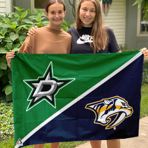 Stars vs Predators House Divided Flag, NHL House Divided Flag
