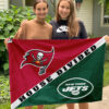 Buccaneers vs Jets House Divided Flag, NFL House Divided Flag, NFL House Divided Flag