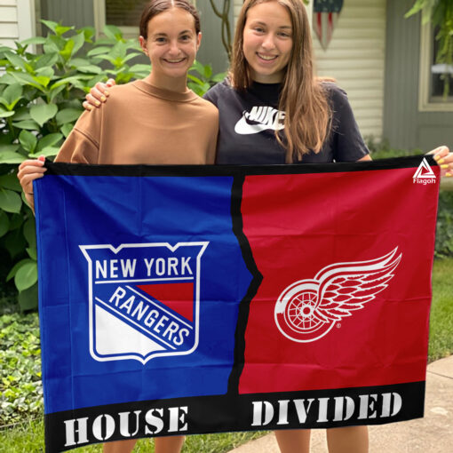 Rangers vs Red Wings House Divided Flag, NHL House Divided Flag