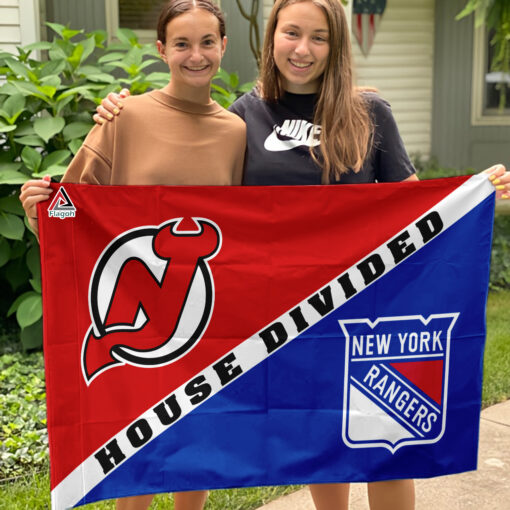 Devils vs Rangers House Divided Flag, NHL House Divided Flag