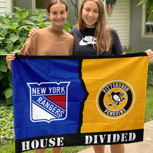 Rangers vs Penguins House Divided Flag, NHL House Divided Flag