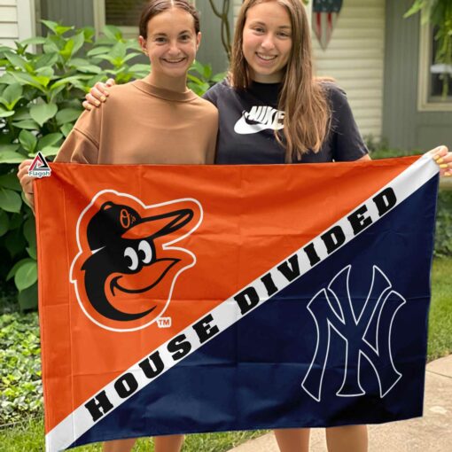 Orioles vs Yankees House Divided Flag, MLB House Divided Flag