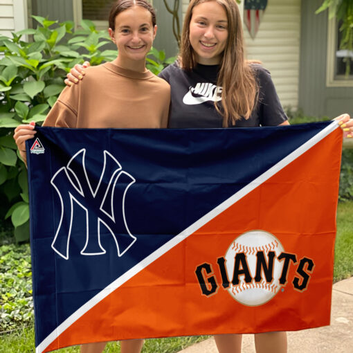 Yankees vs Giants House Divided Flag, MLB House Divided Flag