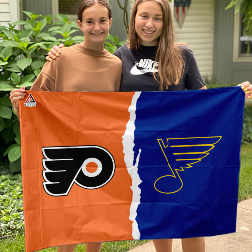 Flyers vs Blues House Divided Flag, NHL House Divided Flag