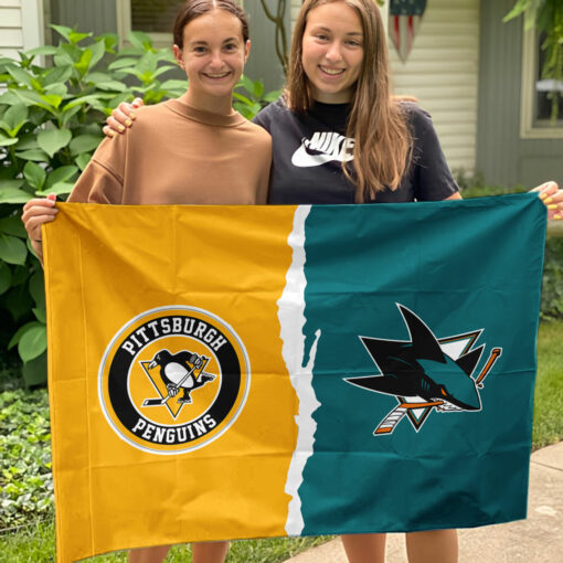 Penguins vs Sharks House Divided Flag, NHL House Divided Flag