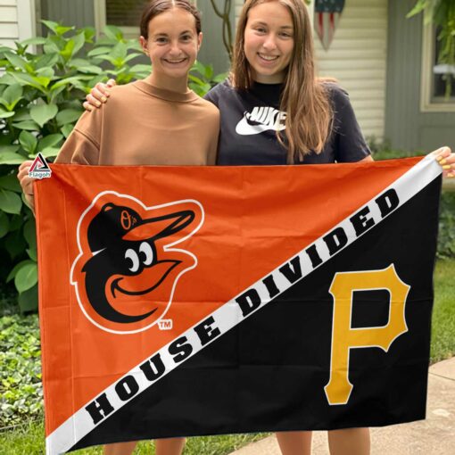 Orioles vs Pirates House Divided Flag, MLB House Divided Flag