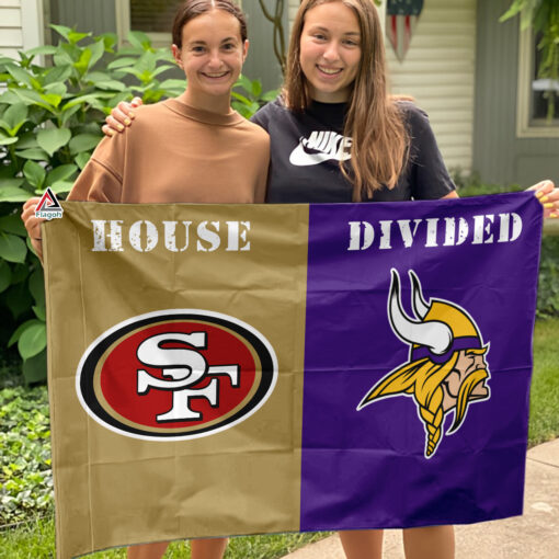 49ers vs Vikings House Divided Flag, NFL House Divided Flag